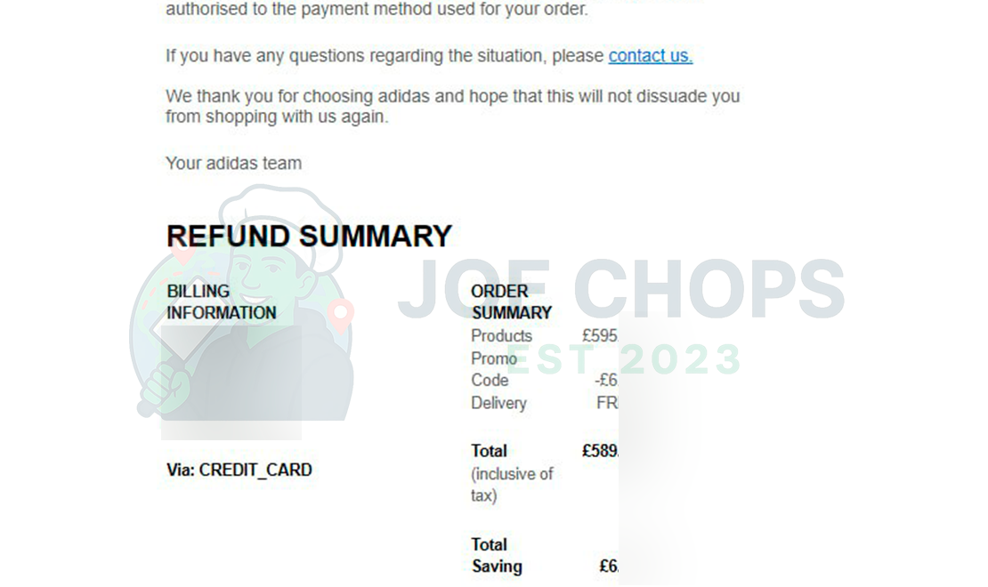 Adidas Order Success